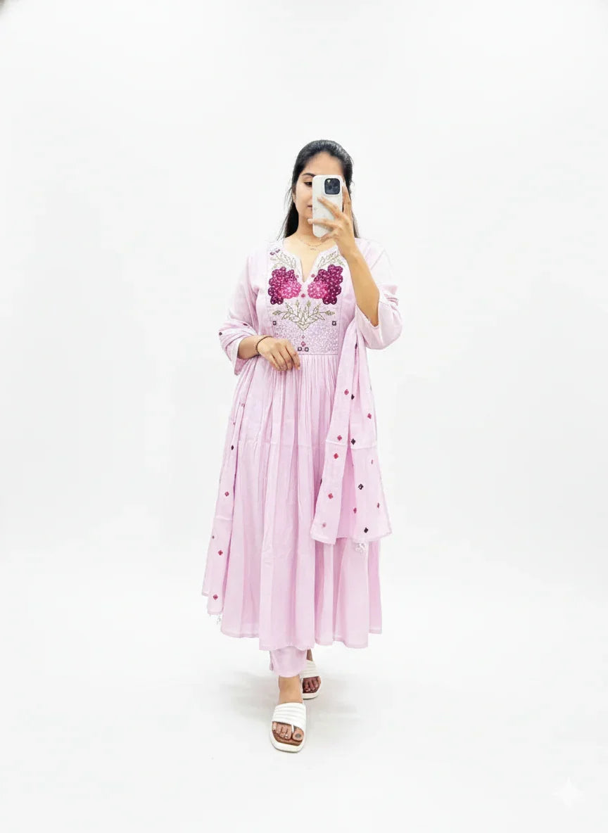 Cool light purple suit with Embroidery work