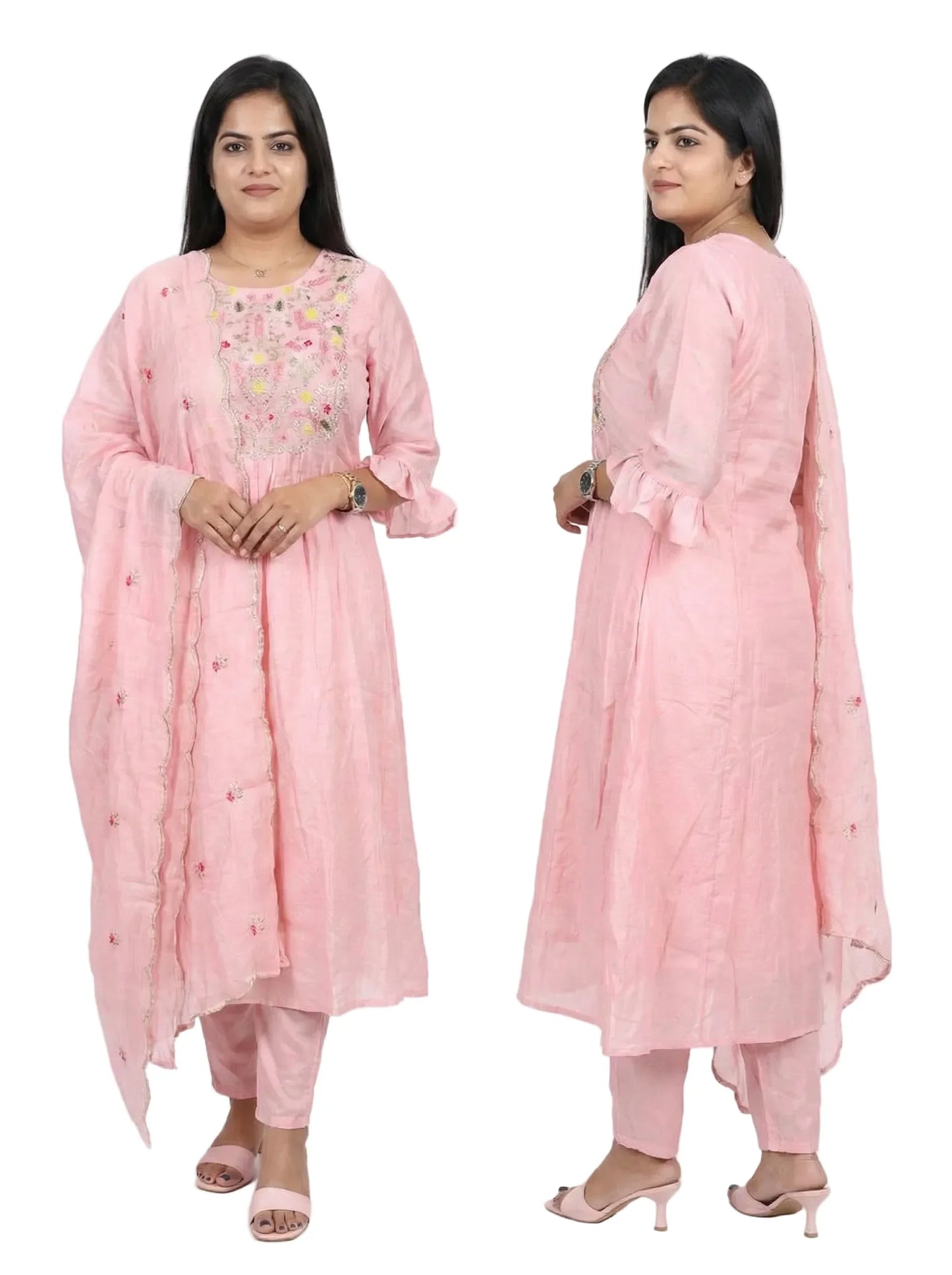 Baby pink suit with elegant work