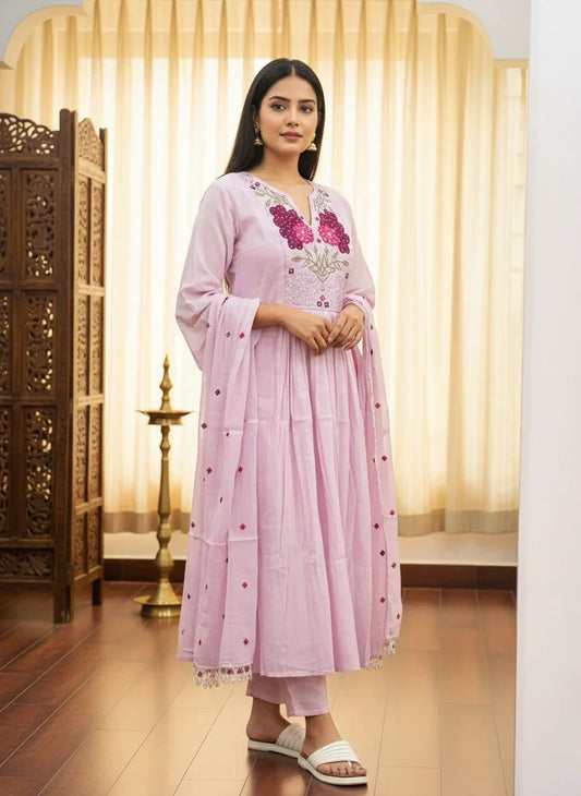 Cool light purple suit with Embroidery work