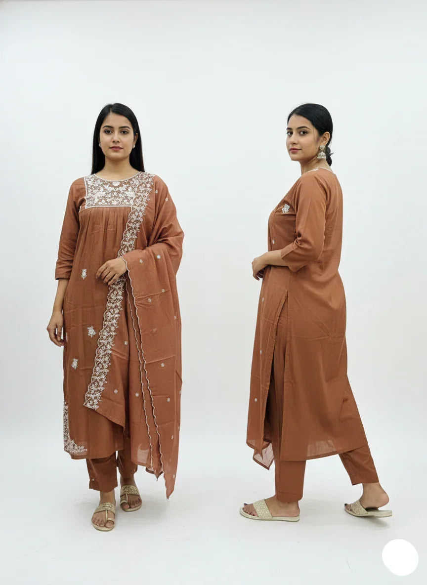 Brown suit with Embroidery work