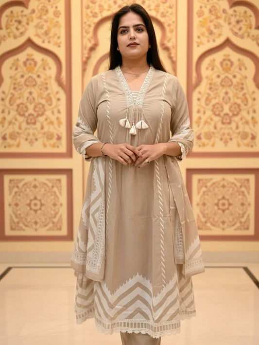 Beige cotton suit
